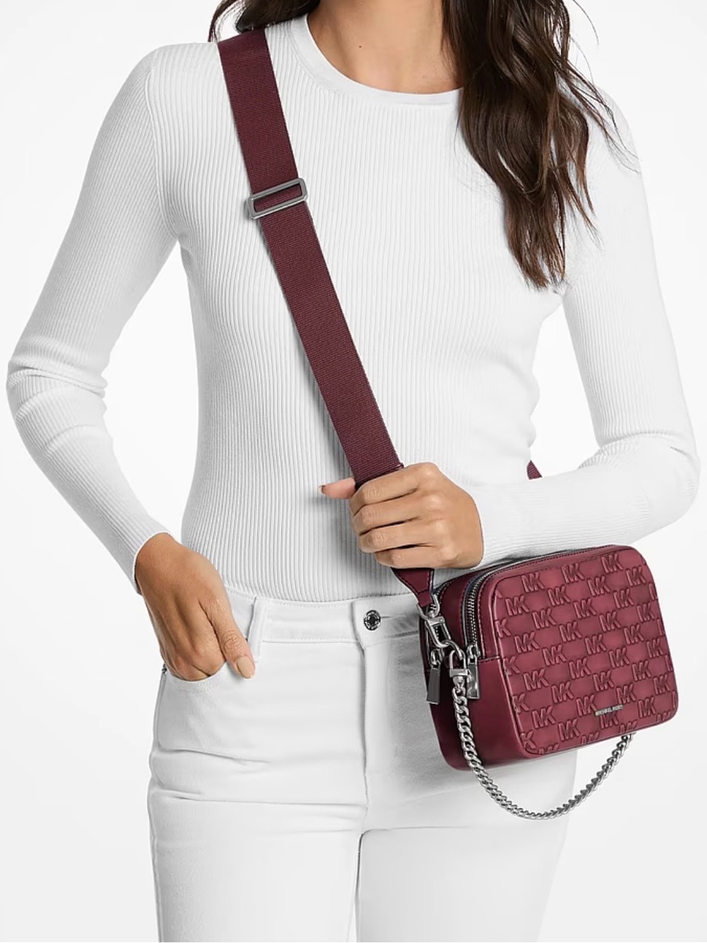 MICHAEL MICHAEL KORS Bryant Medium Burnished Leather Camera Crossbody Bag - Picture 3 of 9